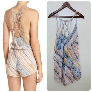 Dolce Vita Striped Rayon Romper V Neck Size Large